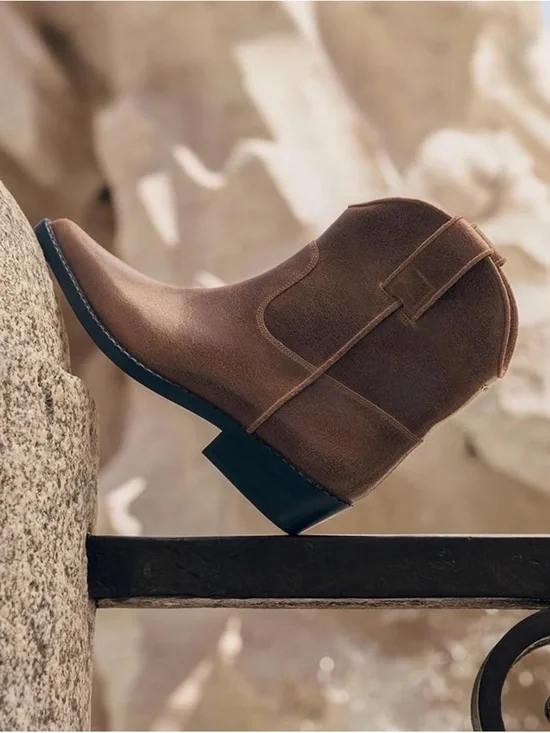 NEW MICHAEL KORS NOEMIE DISTRESSED WESTERN BOOTS IN LUGGAGE 8.5 - Picture 6 of 12